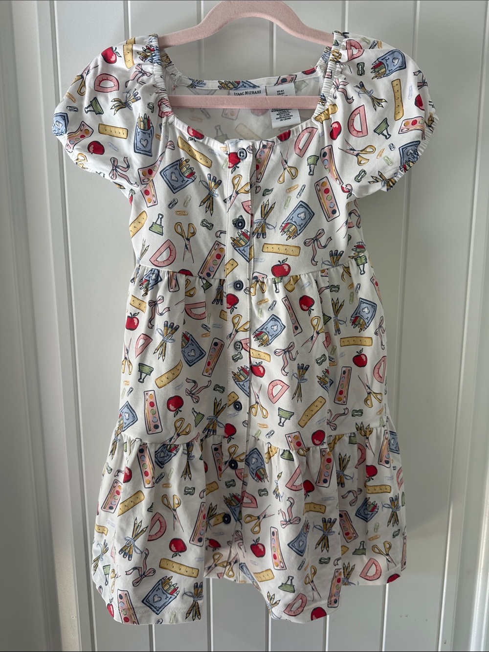 Girls White School Supplies Print Dress- worn once!